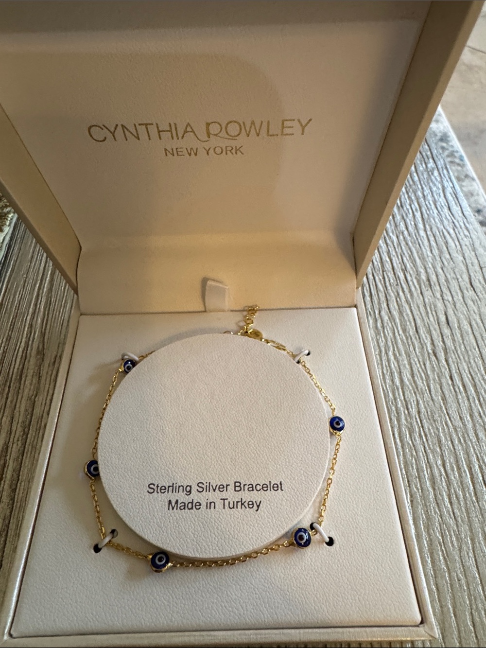 Cynthia Rowley Gold Chain Bracelet with Blue Eye Charms